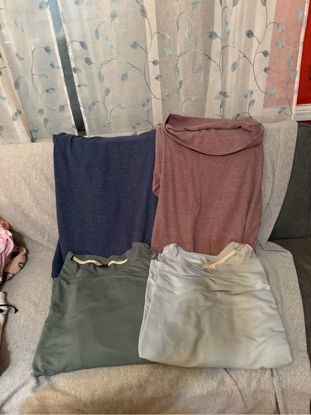 Womens long sleeve shirt bundle- Set of 4 (Navy, Mauve, blue-gray, Light blue)